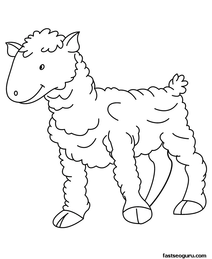 Printable Farm animal  Baby sheep Coloring page for kids
